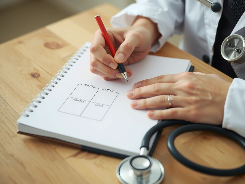 Carnet de notes nutritionnelles et stéthoscope